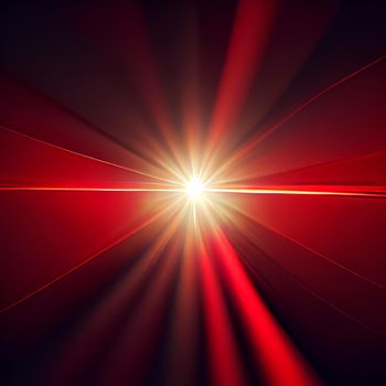 red Light Lens flare on black background. Lens flare with bright light isolated with a black background. Used for textures and materials.