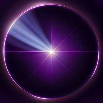 Purple Light Lens flare on black background. Lens flare with bright light isolated with a black background. Used for textures and materials.