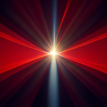 red Light Lens flare on black background. Lens flare with bright light isolated with a black background. Used for textures and materials.