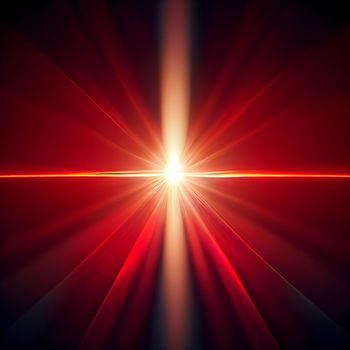 red Light Lens flare on black background. Lens flare with bright light isolated with a black background. Used for textures and materials.