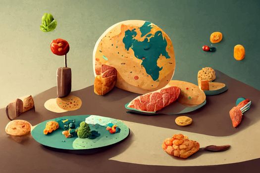 illustration world food day concept, international world food day.