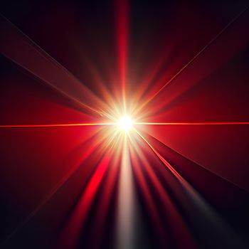 red Light Lens flare on black background. Lens flare with bright light isolated with a black background. Used for textures and materials.