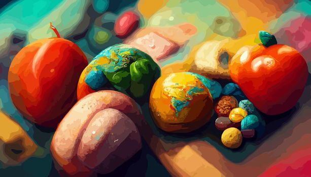 illustration world food day concept, international world food day.