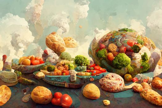 illustration world food day concept, international world food day.