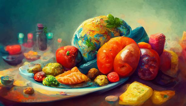 illustration world food day concept, international world food day.