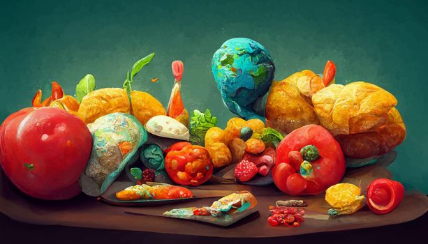 illustration world food day concept, international world food day.