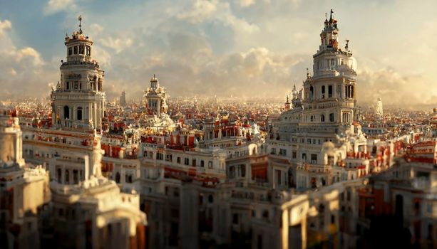 madrid city realistic illustration. city architecture illustration . wallpapers cities.