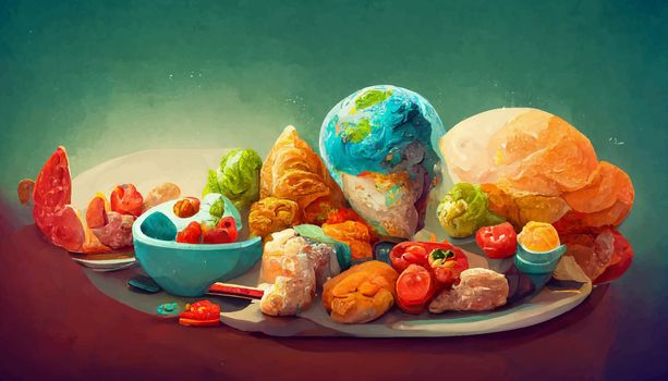 illustration world food day concept, international world food day.