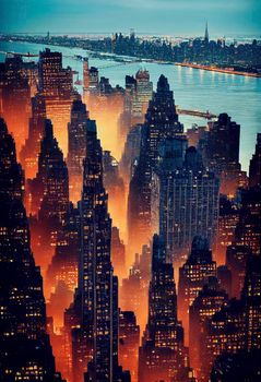 new york city realistic illustration. city architecture illustration . wallpapers cities.