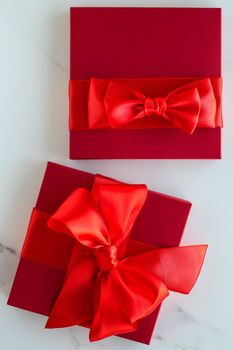 Romantic celebration, lifestyle and birthday present concept - Luxury red holiday gifts on marble