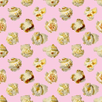 seamless pattern - popcorn. popcorn on a pink background, pattern for designer. packing design background