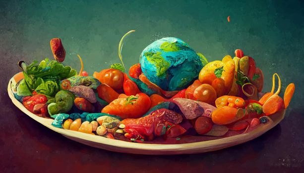 illustration world food day concept, international world food day.