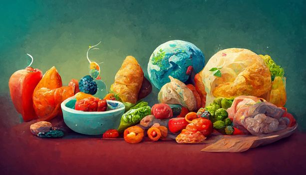 illustration world food day concept, international world food day.