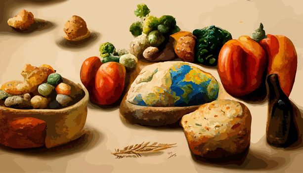 illustration world food day concept, international world food day.