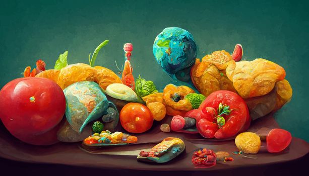 illustration world food day concept, international world food day.