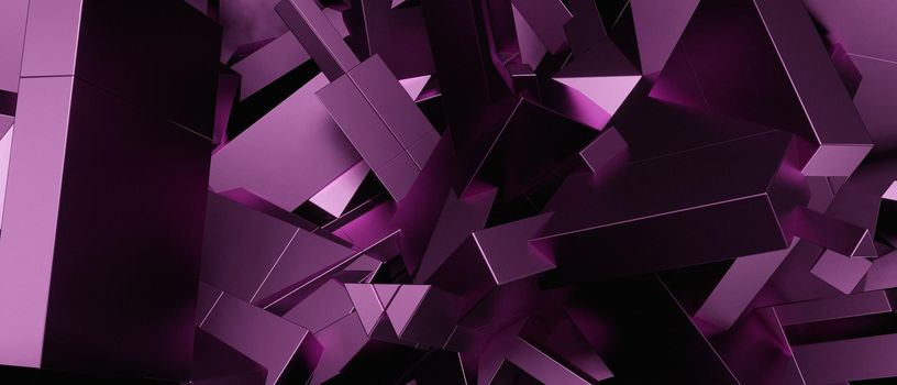 Abstract Luxurious Futuristic Shiny Block Chaos Future Purple Pink Banner Background Wallpaper 3D Illustration