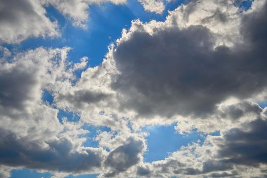 Beautiful, dramatic, colorful clouds and blue sky.