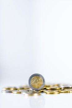 Banking, money and finance concept - Euro coins, European Union currency