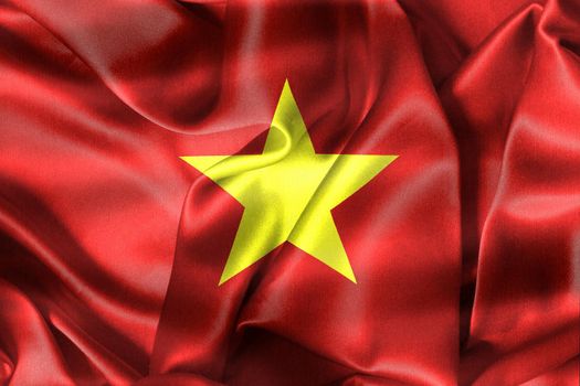 3D-Illustration of a Vietnam flag - realistic waving fabric flag.