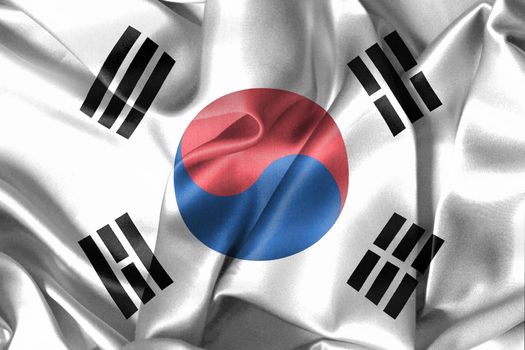 South Korea flag - realistic waving fabric flag