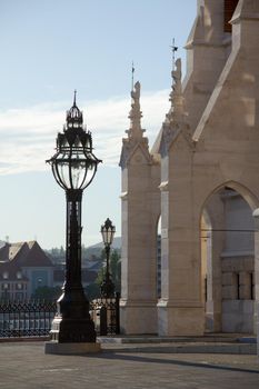 street lamp on the side of the Hungarian Parliament. High quality photo