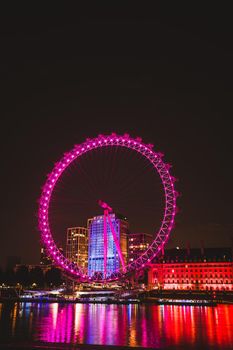 London eye at night, London. High quality photo