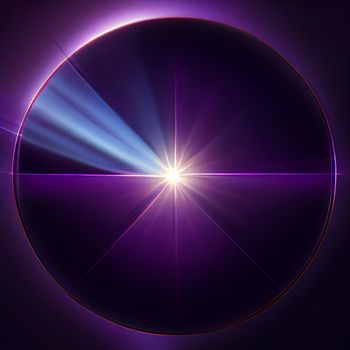 Purple Light Lens flare on black background. Lens flare with bright light isolated with a black background. Used for textures and materials.