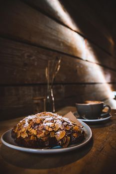 Fresh almond croissant from Bakery. High quality photo