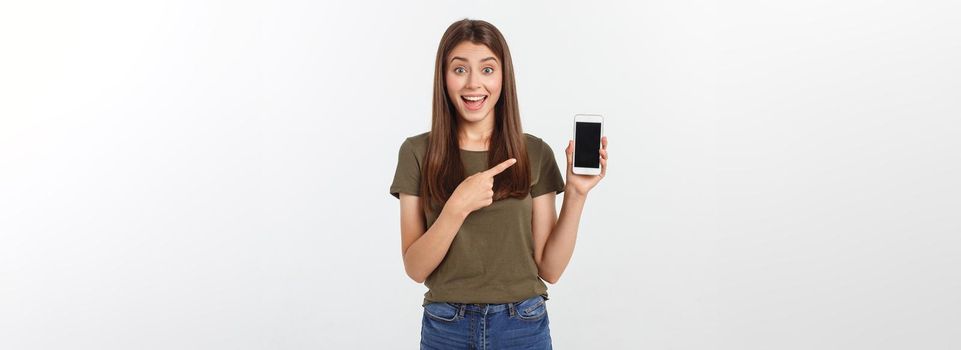 Girl Holding Smart Phone - Beautiful smiling girl holding a smart phone.