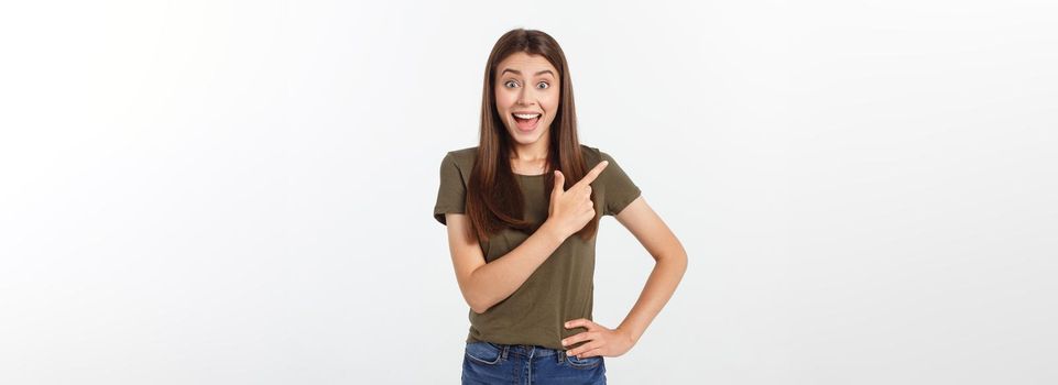 Portrait of a beautiful young woman looking at the camera and smiling, isolated on a white background