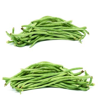 Bunch of fresh asparagus beans on a white isolated background. healthy vegetable. Set