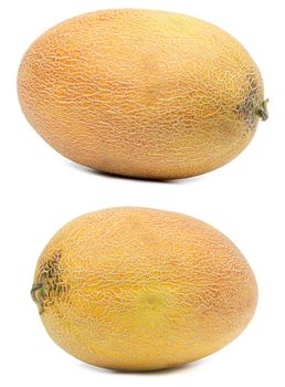 Whole ripe yellow melon isolated on white background