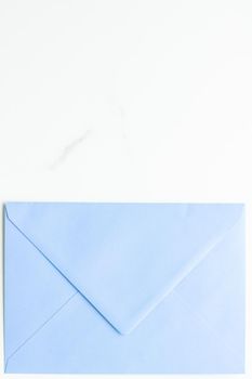 Postal service, newsletter and greeting card concept - Blank paper envelopes on marble flatlay background, holiday mail letter or post card message design