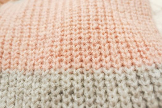 Knitwear, fabric textures and rustic lifestyle concept - Knitted winter clothes