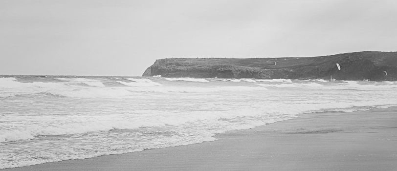 Coastal art print, monochrome and seascape concept - Atlantic ocean coast scenery, fine art