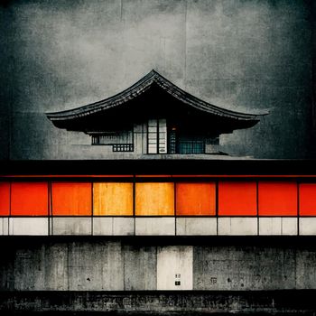 Japan architecture illustration. amazing japan architecture. illustration for wallpaper.