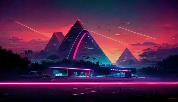 background retro Synthwave. Geometric retro Background illustration. illustration for wallpaper.