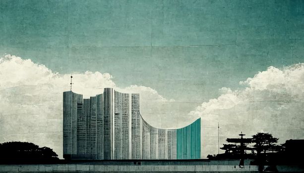 Japan architecture illustration. amazing japan architecture. illustration for wallpaper.