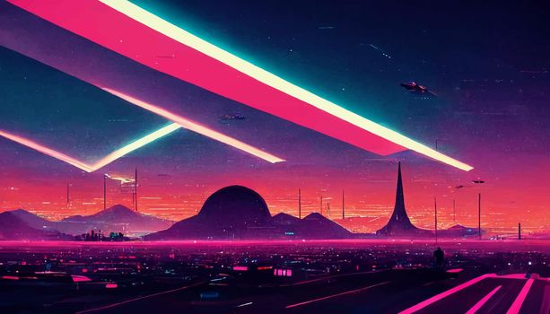 background retro Synthwave. Geometric retro Background illustration. illustration for wallpaper.