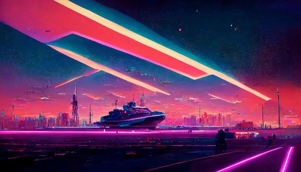 background retro Synthwave. Geometric retro Background illustration. illustration for wallpaper.