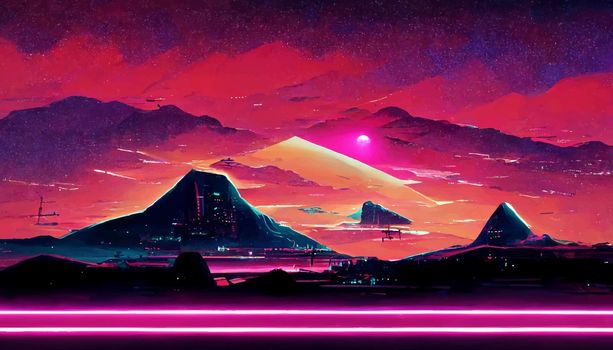 background retro Synthwave. Geometric retro Background illustration. illustration for wallpaper.