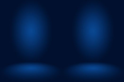 Gradient Blue abstract background. Smooth Dark blue with Black vignette Studio