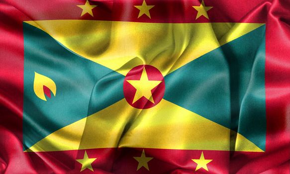 Grenada flag - realistic waving fabric flag