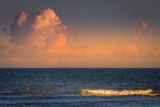 Idyllic Porto Seguro empty Beach at sunset in Trancoso, BAHIA, Northeastern Brazil