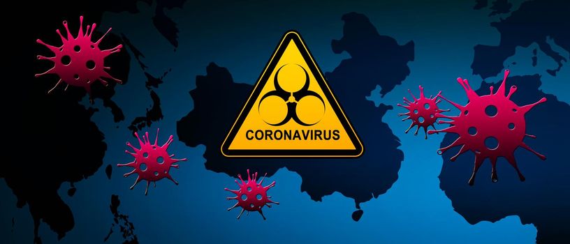 Dangerous corona virus, SARS pandemic risk concept. 3D illustration