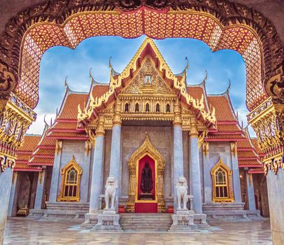Marble Temple of Bangkok, Thailand. Architecture landmark  the famous travel destination of Thailand.