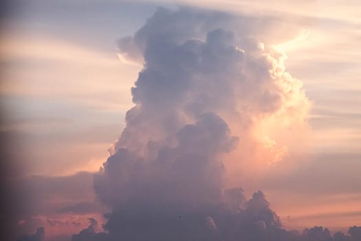 Beautiful sunset sky above clouds orange sunset sky. Beautiful sky. Dramatic red yellow pastel color at sunset.