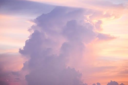 Beautiful sunset sky above clouds orange sunset sky. Beautiful sky. Dramatic red yellow pastel color at sunset.