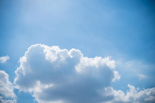 white fluffys clouds sky background with blue sky background for copy space