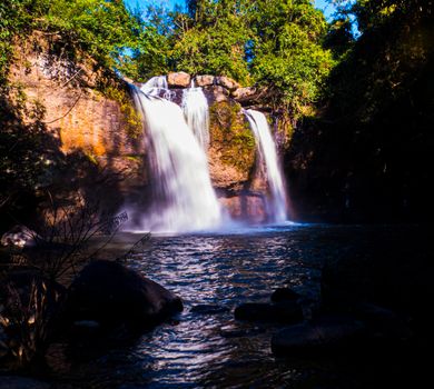 exotic  beautiful tropical deep rainforest waterfall   Fresh turquoise waterfalls in deep forest